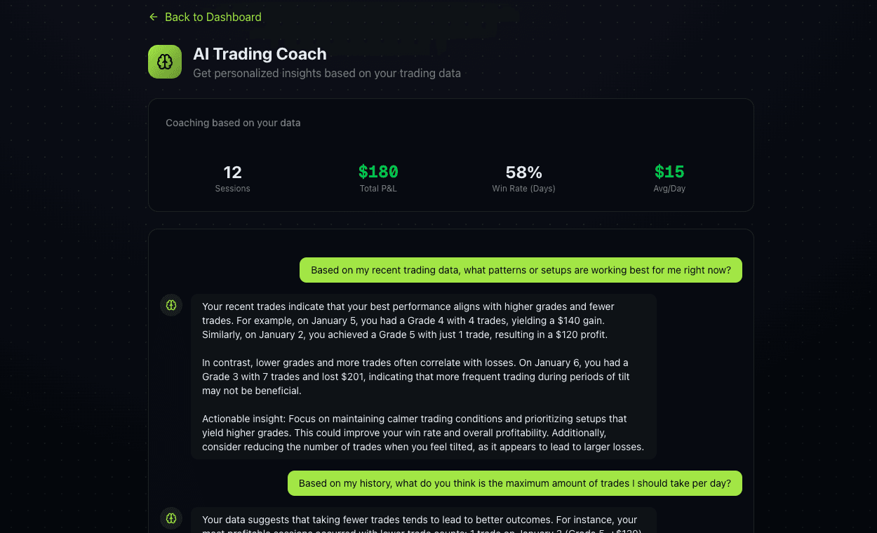 AI Coach chat interface